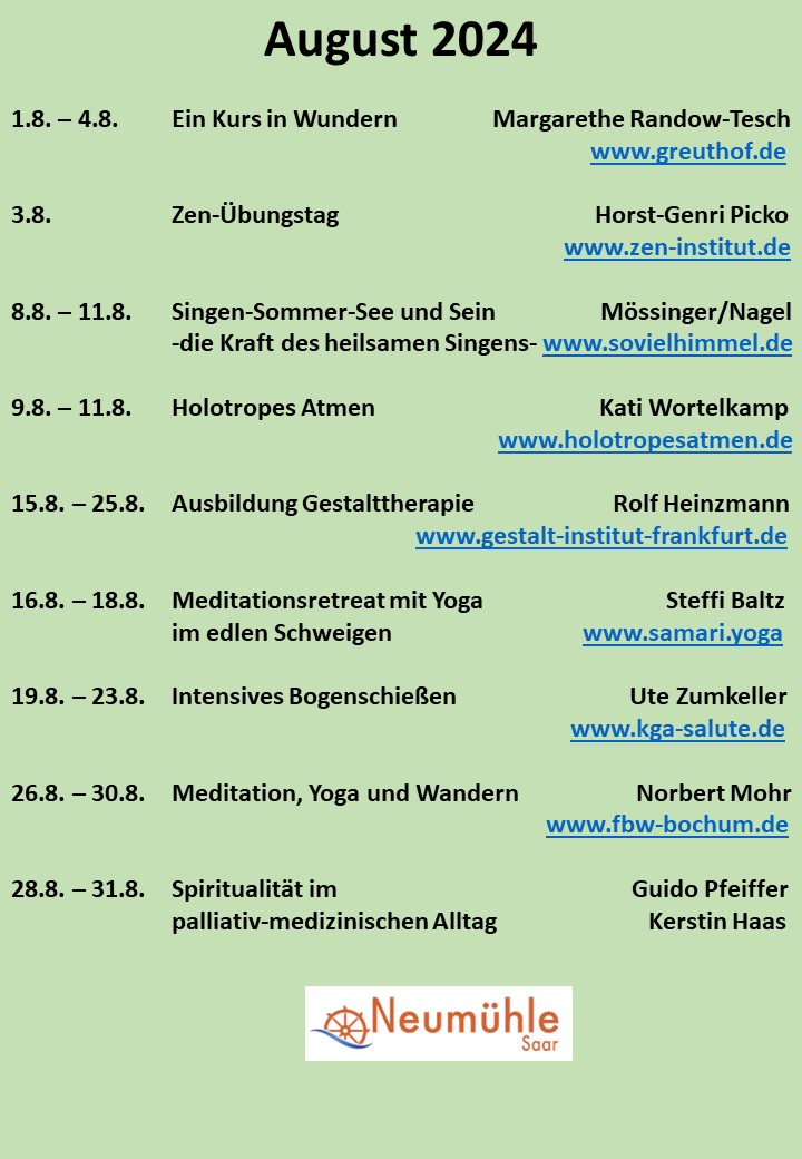 Seminarkalender August 2024
