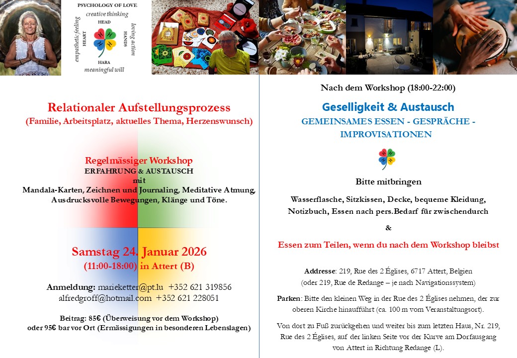 RELATIONALER AUFSTELLUNGSPROZESS (Familie, Arbeitsplatz, aktuelles Thema, Herzenswunsch)