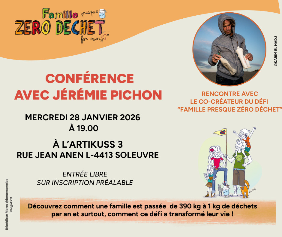 Conférence avec Jérémie Pichon – co-créateur du défi « Famille presque Zéro Déchet »