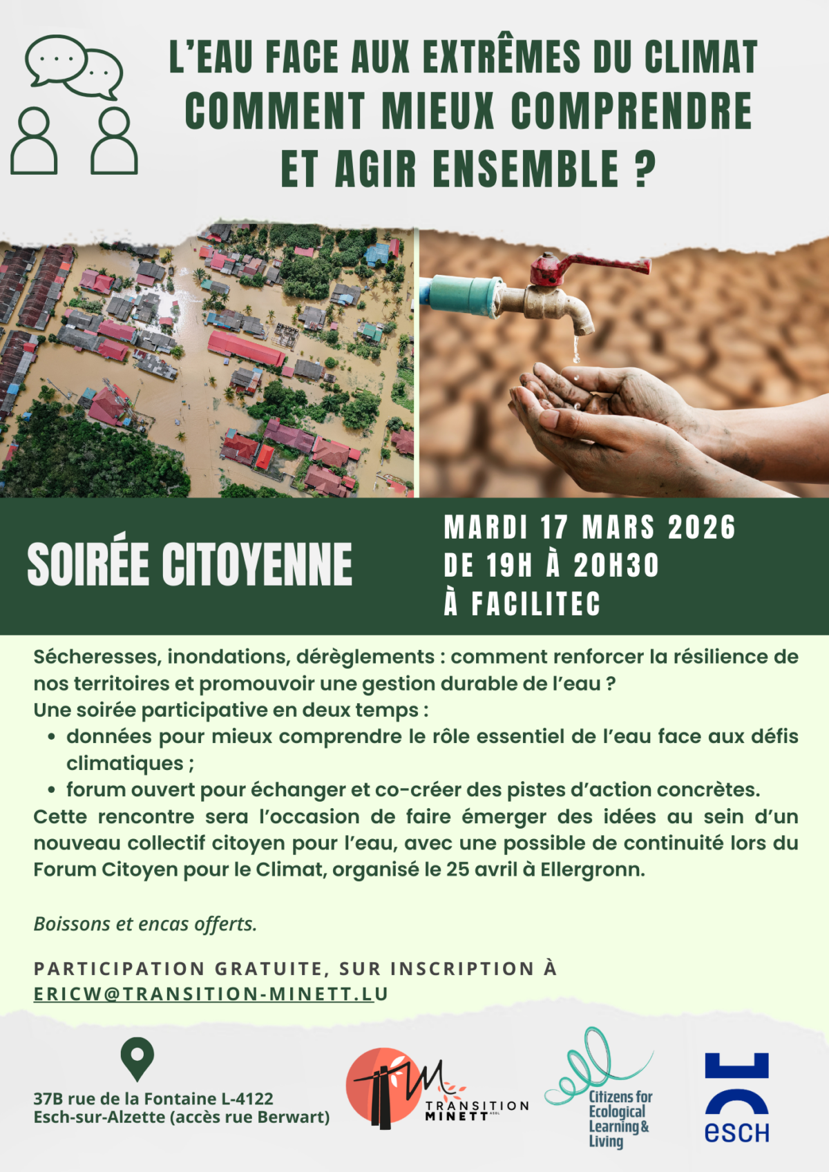 Soirée citoyenne :L’eau face aux extrêmes du climat – comment mieux comprendre et agir ensemble ?